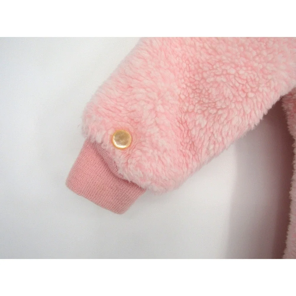 Quiltex Fleece Bunting Baby 24 Months Pink Vintage Fawn Deer Hooded Pram Suit